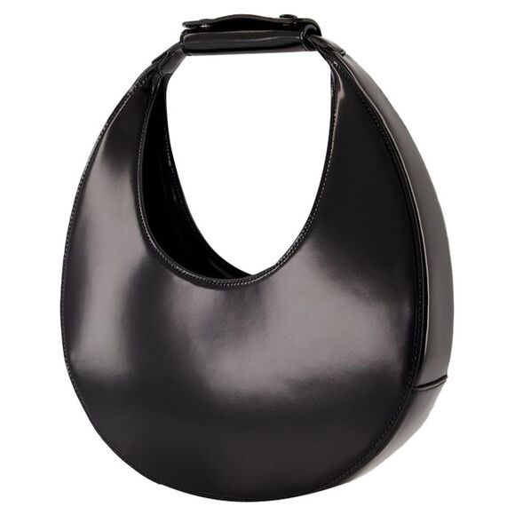 Moon Shoulder Bag - Staud - Leather - Black - Picture 2 of 4